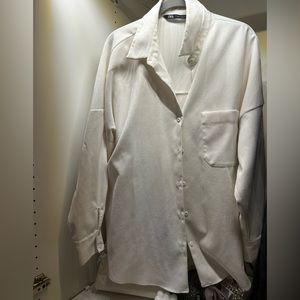 Zara Oversized Corduroy, White Button Down
